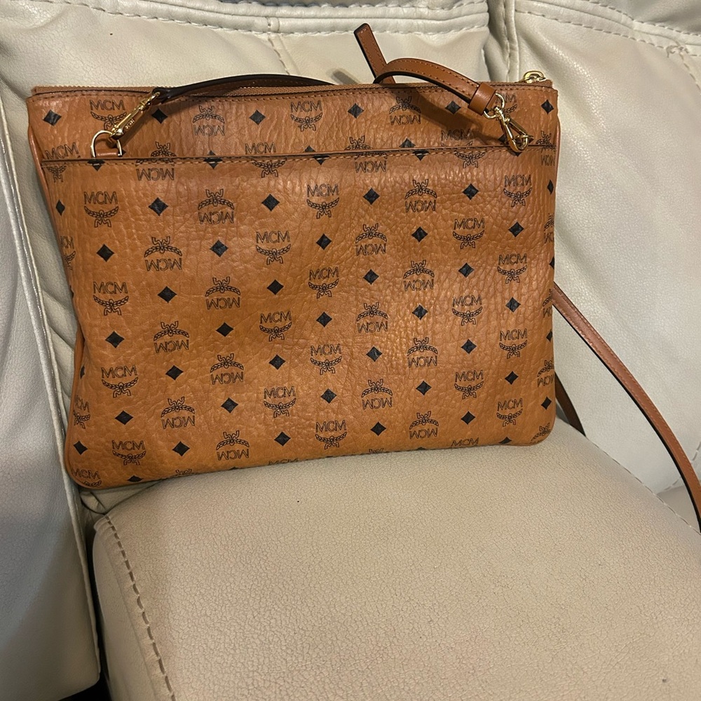 MCM Cognac Visetos Crossbody Bag